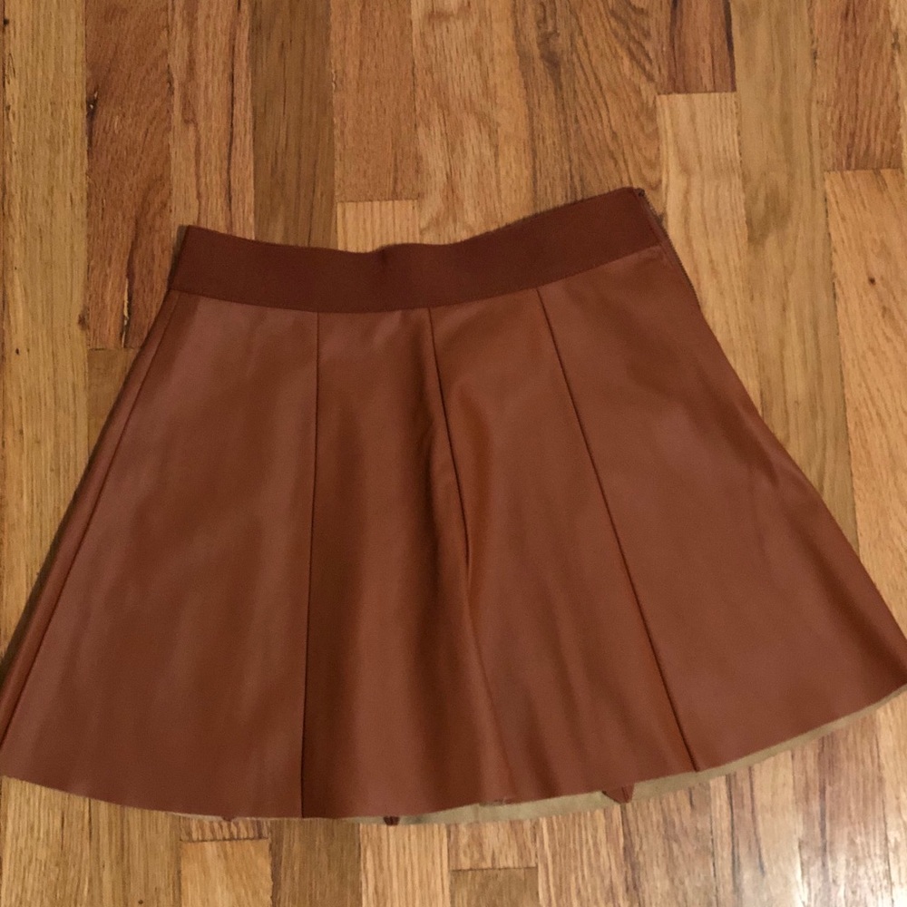 Faux Leather Pleated Skirt